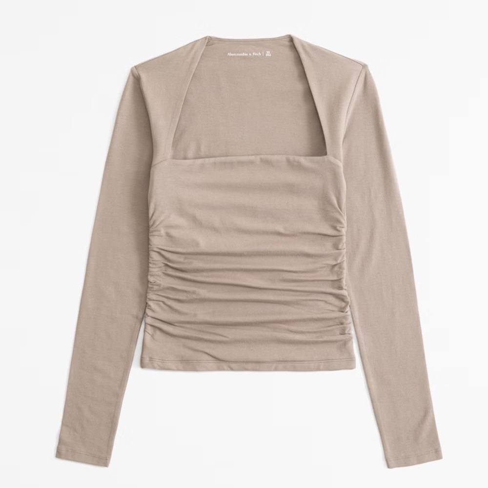 New! Abercrombie Ava Long-Sleeve Top- Taupe Gray, Size: Medium